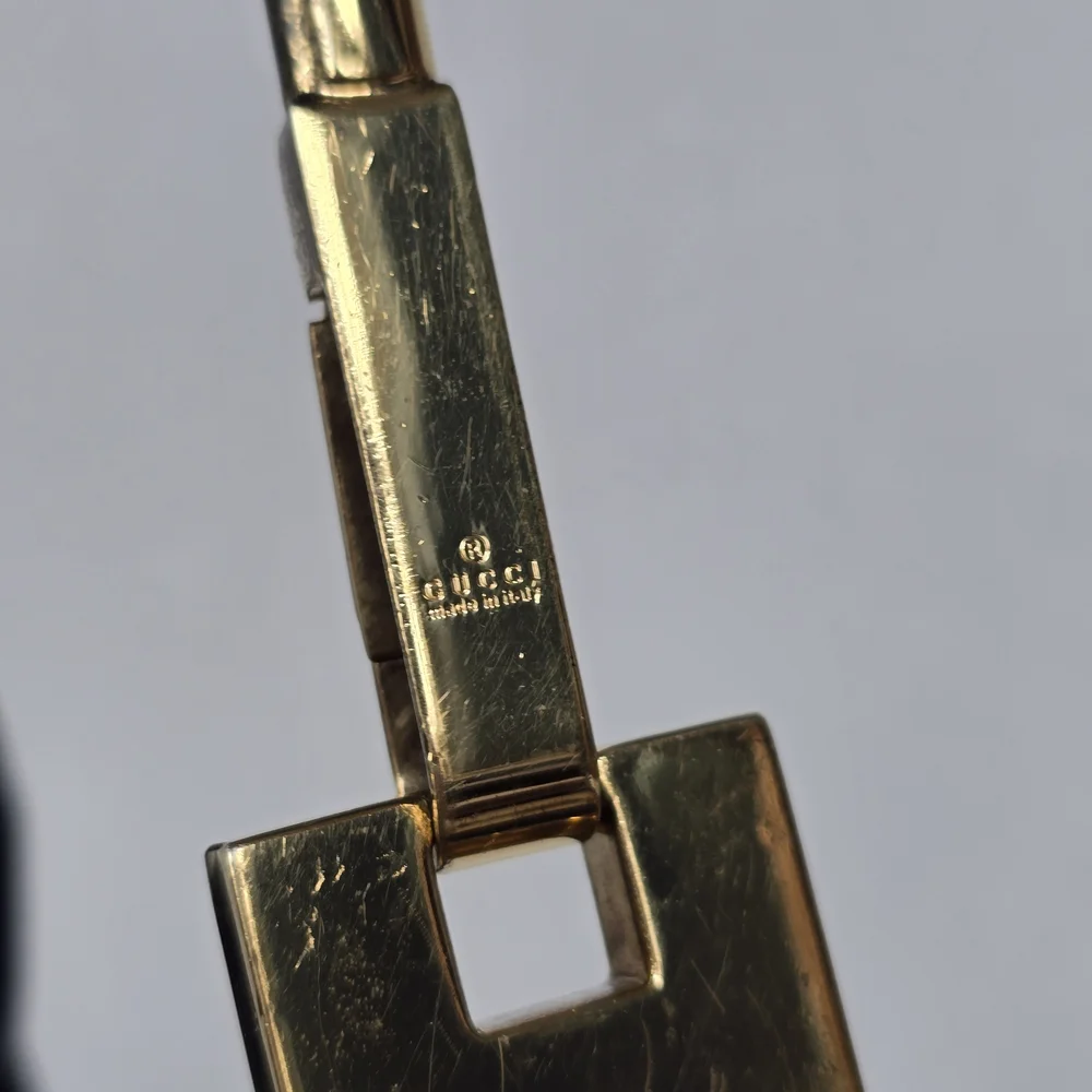 Vintage Authentic Gucci Black Suede Shoulder Purse With Gold Accents And GG - Picture 8 of 17